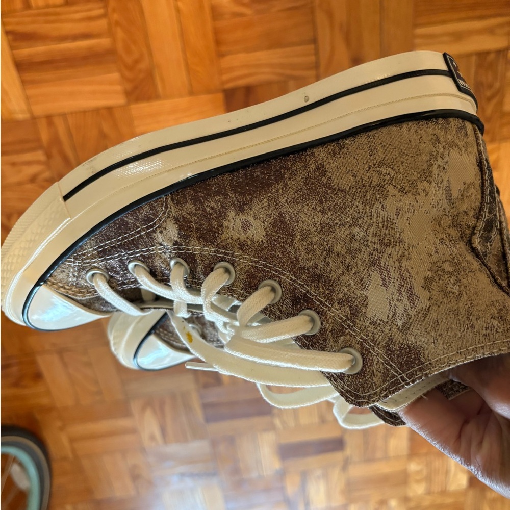 🌻SOLD🌻 Brown and Cream Metallic High-Top Converse Sneakers